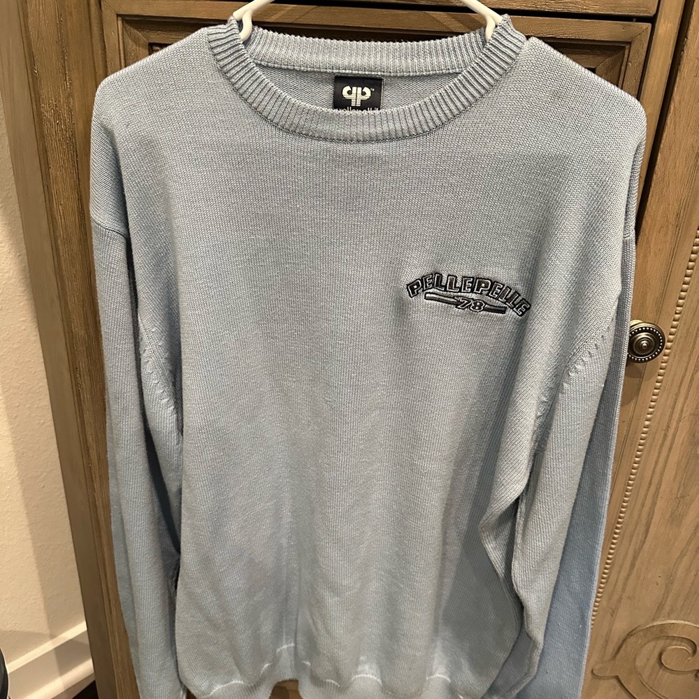 Men crewneck sweater, light blue, size XL, Pelle pelle
